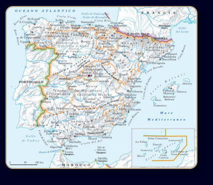 Carta Geografica Regno di Spagna