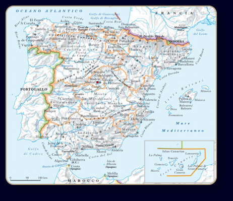 Carta Geografica Regno di Spagna