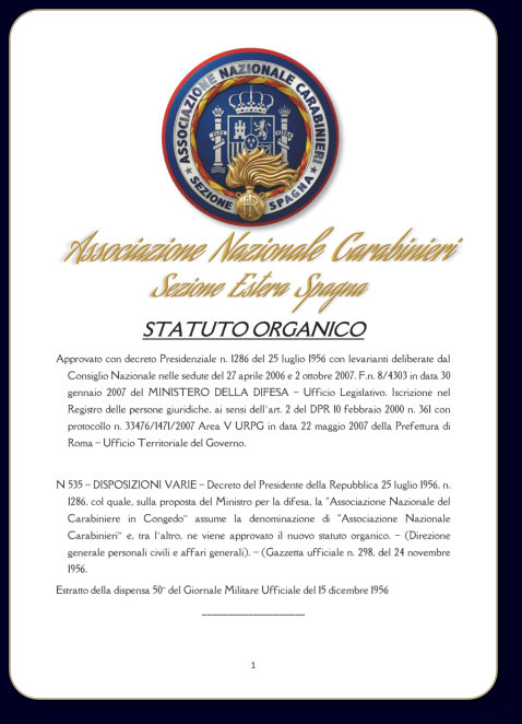 Estatutos Asociación Nacional de Carabinieri - Sección Exterior España